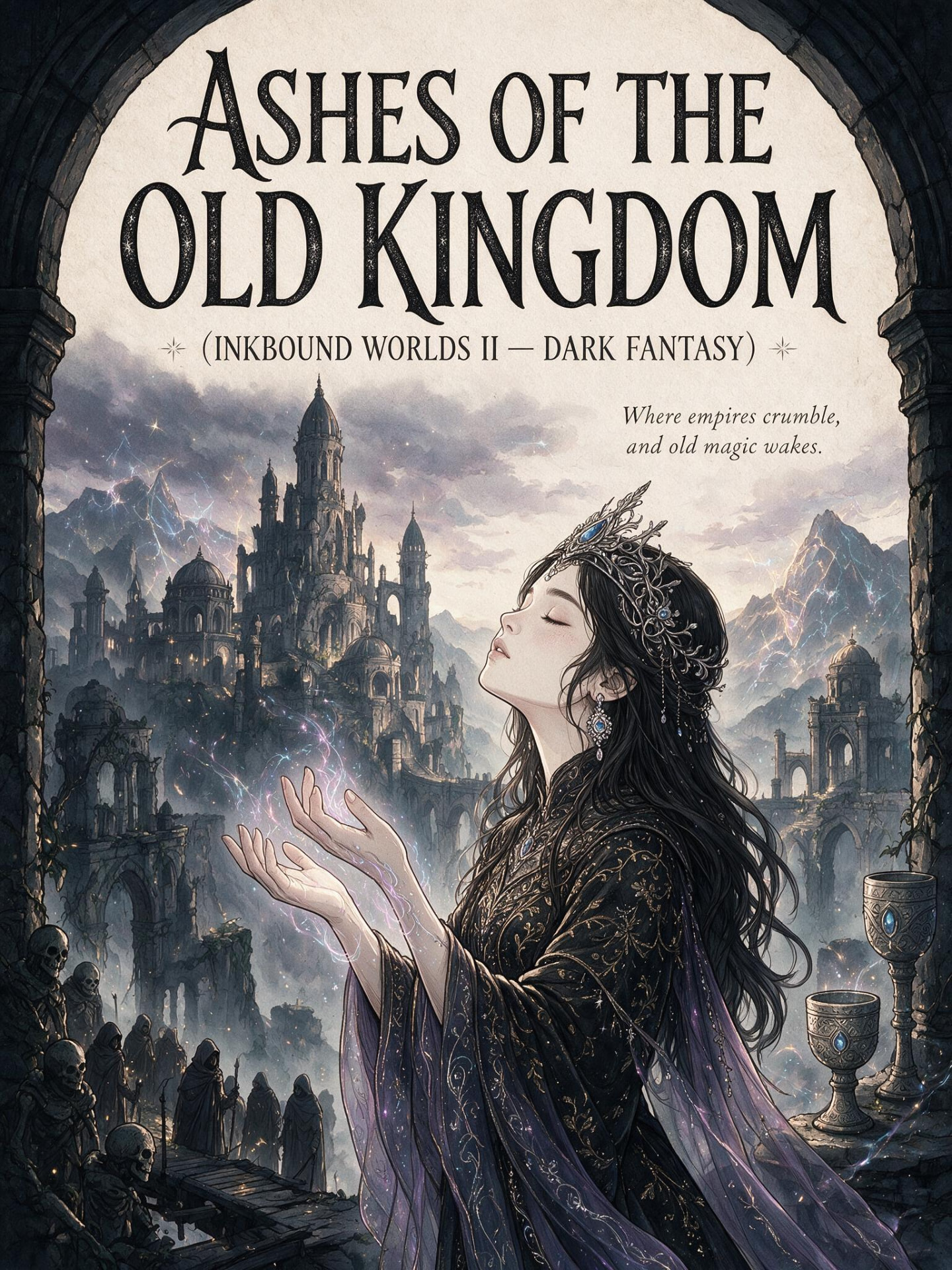 Ashes of the Old Kingdom Dark Fantasy Colouring Book for Adults: 50 Atmospheric Colouring Pages — Gothic Medieval Ruins, Ancient Castles, Deep ... Relief Advanced Coloring (Inkbound Worlds)